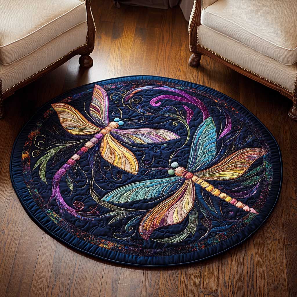 Galactic Dragonfly WN1803090CL Quilted Round Mat