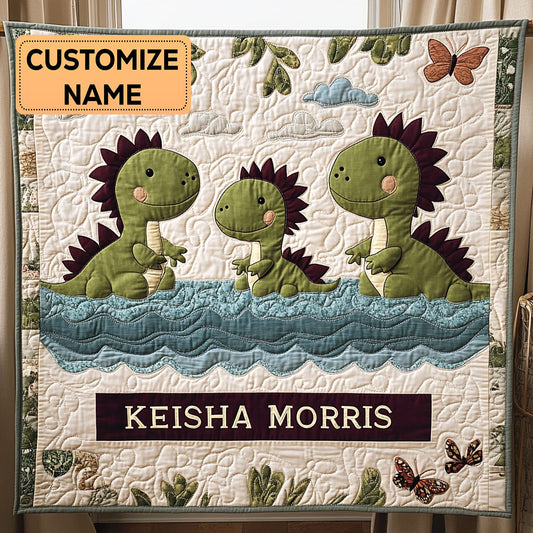 Dino Family CP2607001CL Personalized Baby Quilt