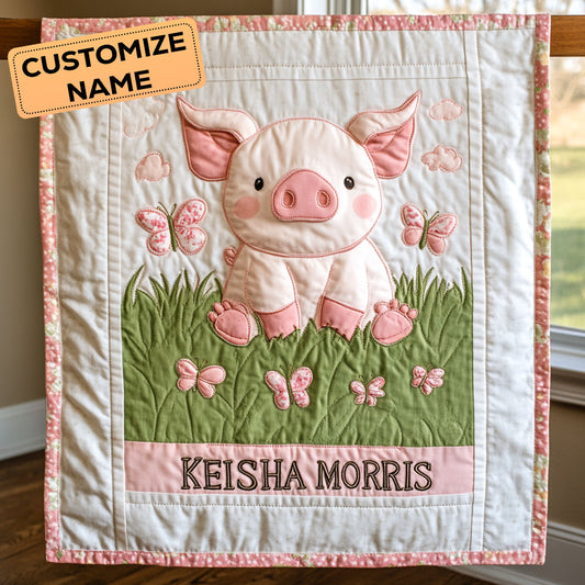Pink Oink CP2507029CL Personalized Baby Quilt