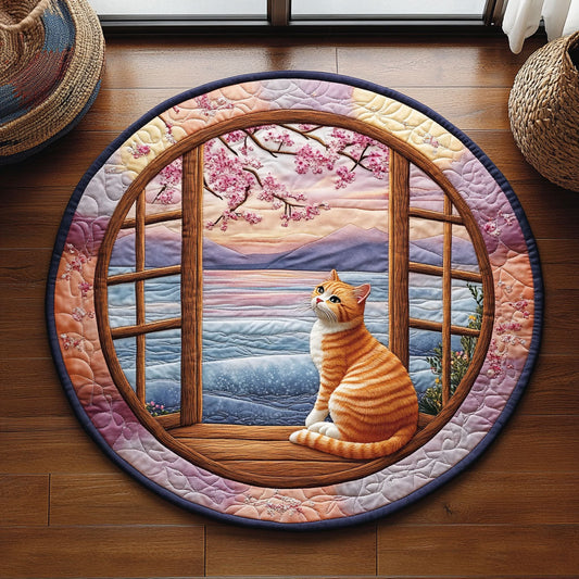 Whiskers At Dusk WJ2105053CL Quilted Round Mat