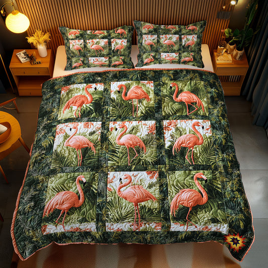 Flamingo In Tropical Forest WY2712097CL Duvet Cover Set