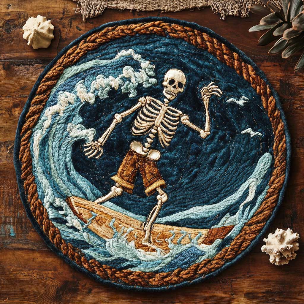 Skeleton Sea Chill WN1205090CL Quilted Round Mat