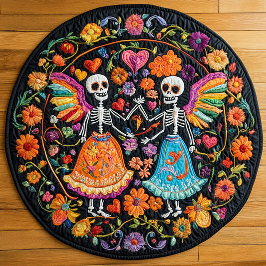 Patchwork Skeleton Bloom WN1607021CL Quilted Round Mat