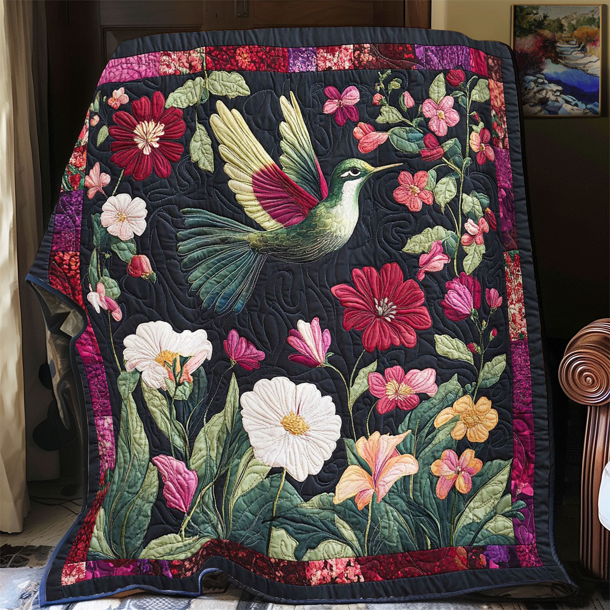 Gilded Hummingbird WY1203054CL Quilt