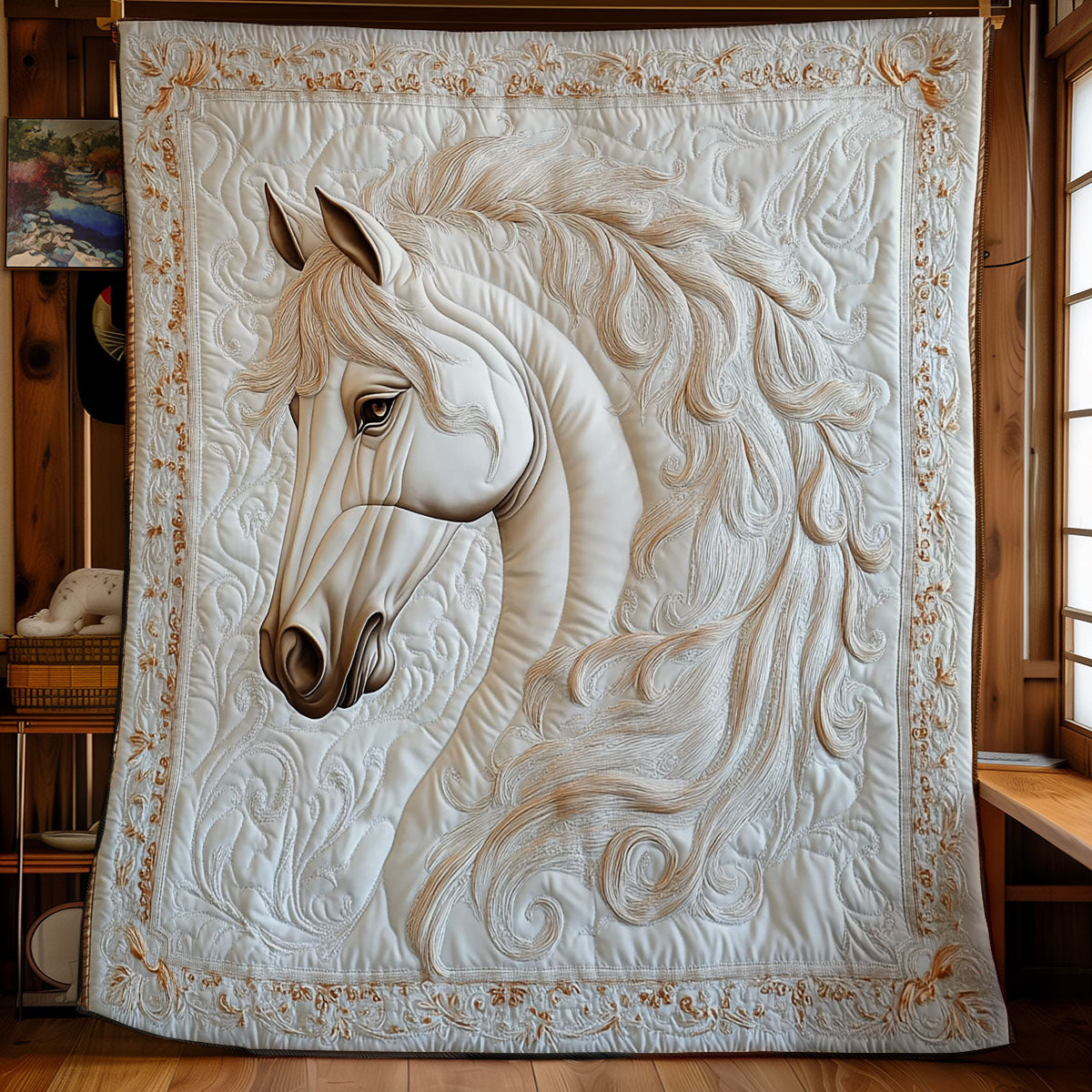 Beautiful White Horse WY1801051CL Quilt
