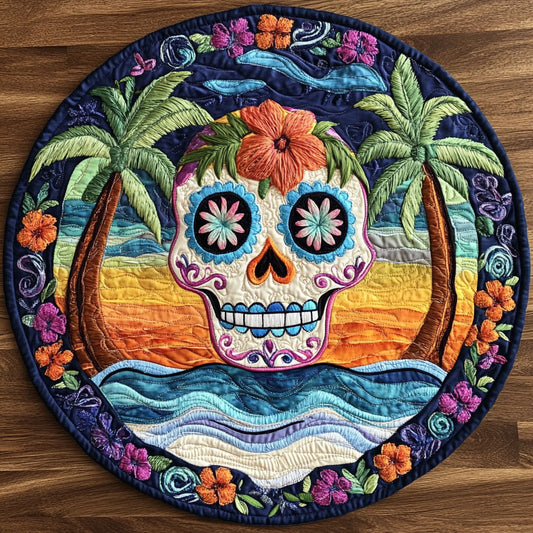 Ocean Skull Spread WN2805014CL Quilted Round Mat