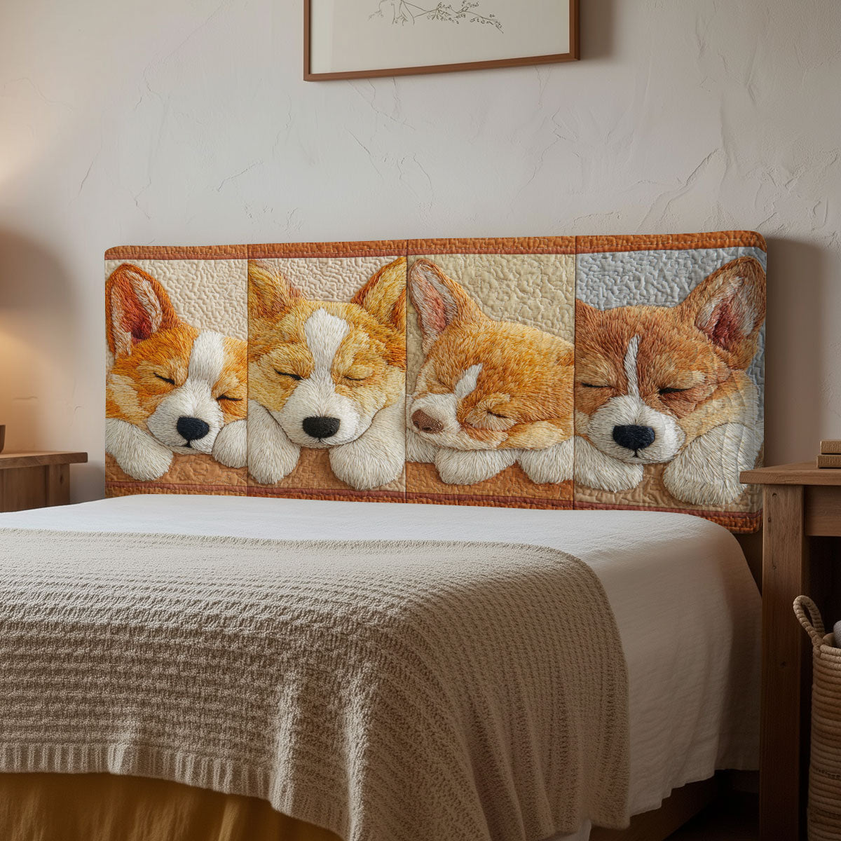 Corgi Dreams CP2912014CL Quilted Headboard Slipcover