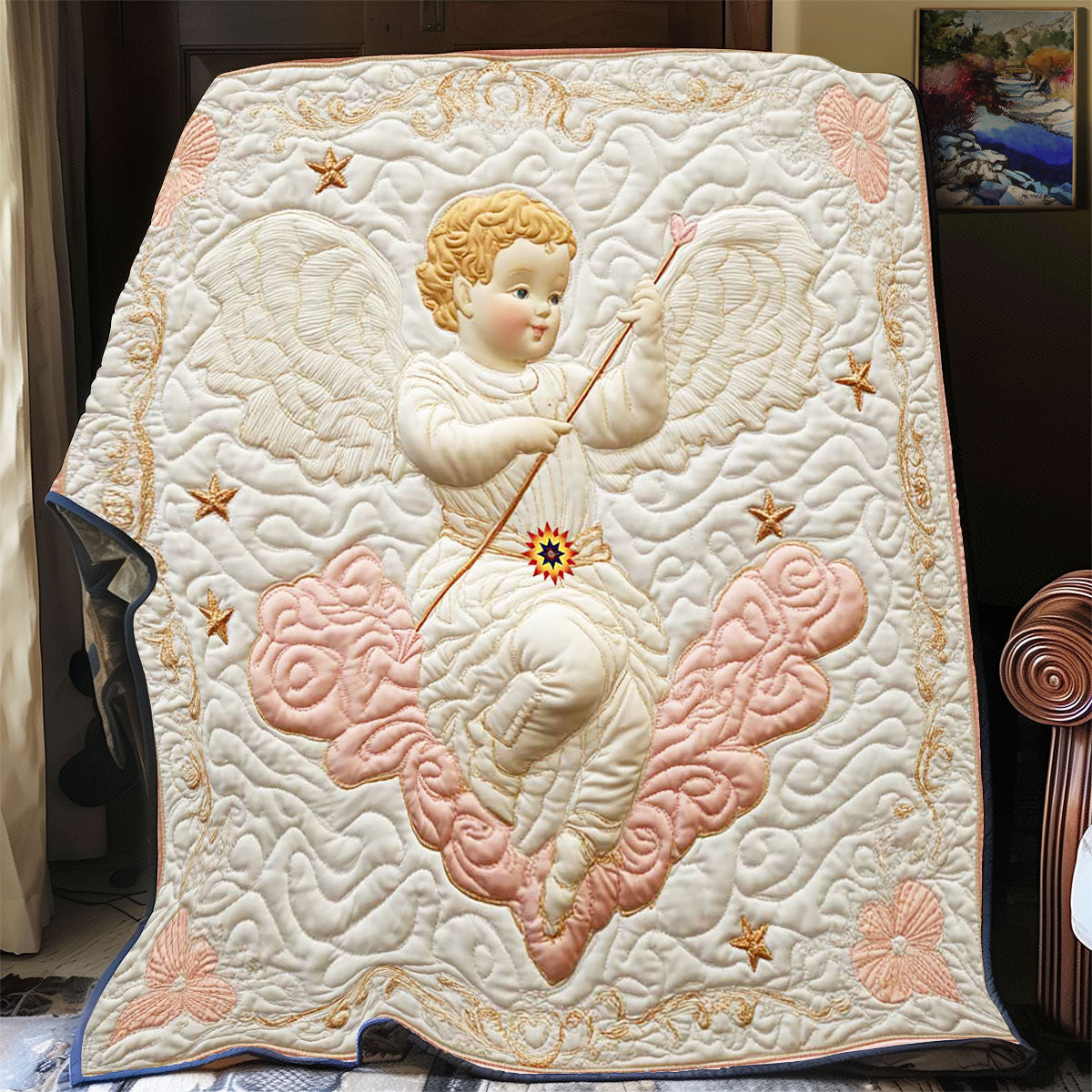 Cute Pink Cupid WP2112011CL Quilt