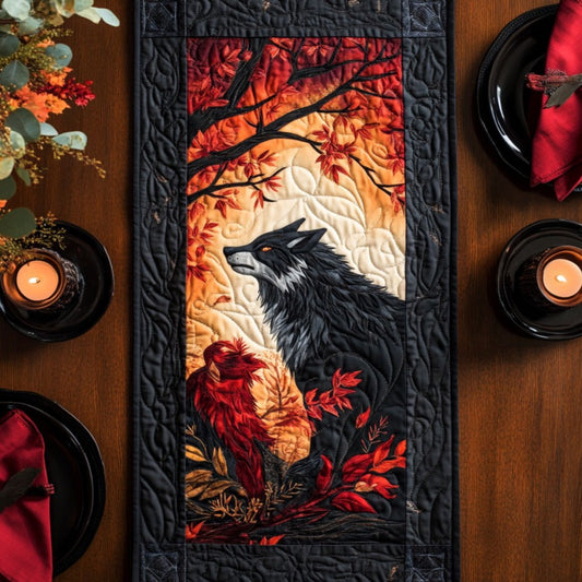 Sunset Wolf WY31050342CL Quilted Table Runner