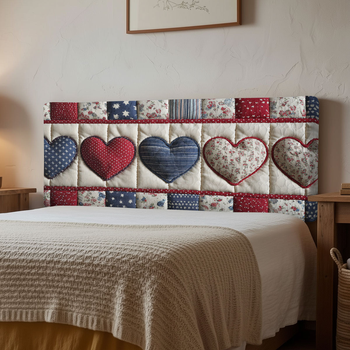 Patchwork Hearts CP0501077CL Quilted Headboard Slipcover