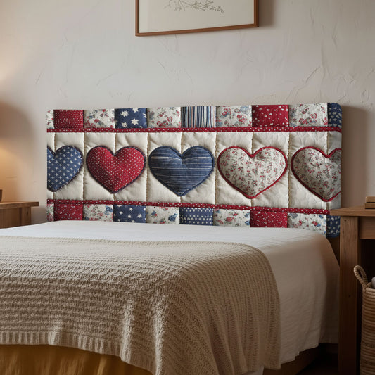Patchwork Hearts CP0501077CL Quilted Headboard Slipcover