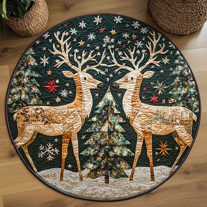 Christmas Deer WJ3107043CL Quilted Round Mat