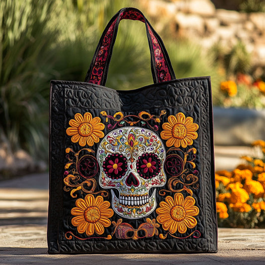 Blooming Skull WN2209007CL Quilted Tote Bag