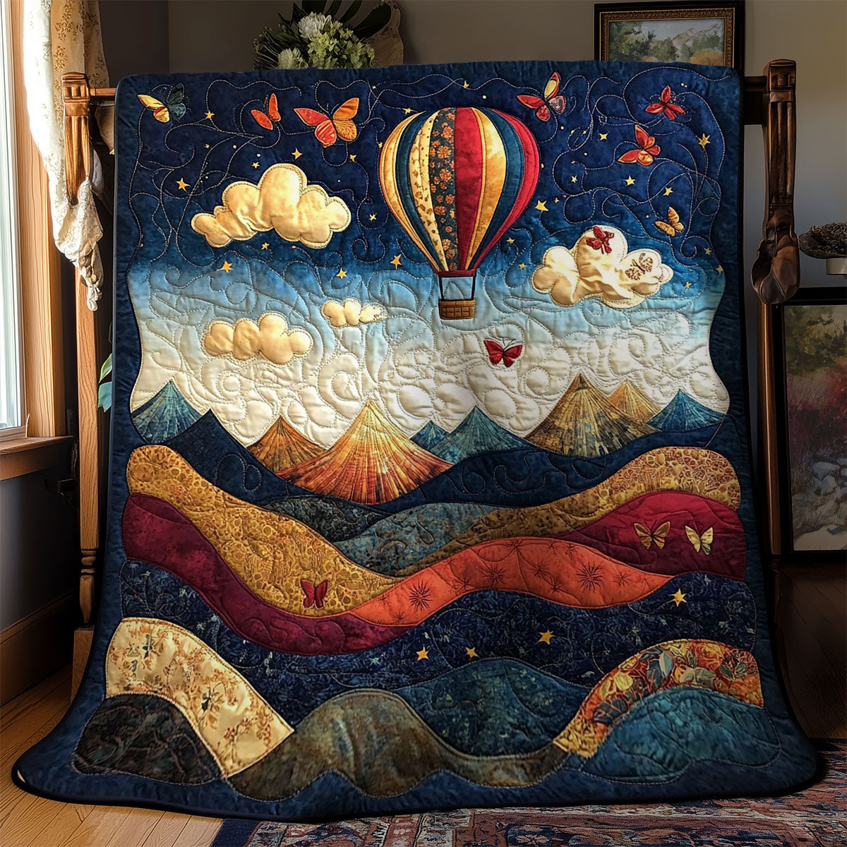 Hot Air Balloon View WY2103020CL Quilt