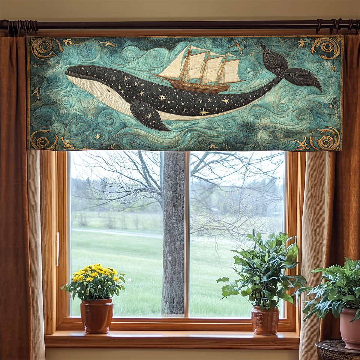 Celestial Whale Rider WN1607002CL Quilted Valance