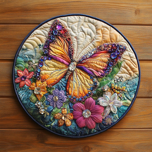 Blooming Butterfly CW2904028CL Quilted Round Mat