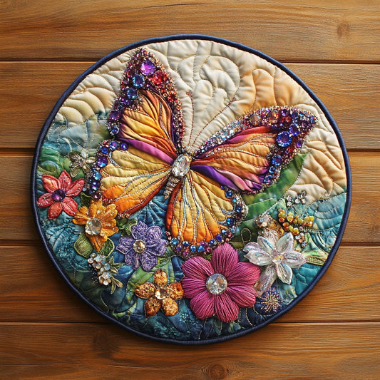 Blooming Butterfly CW2904028CL Quilted Round Mat