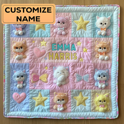 Kitten Love CW2807034CL Personalized Baby Quilt