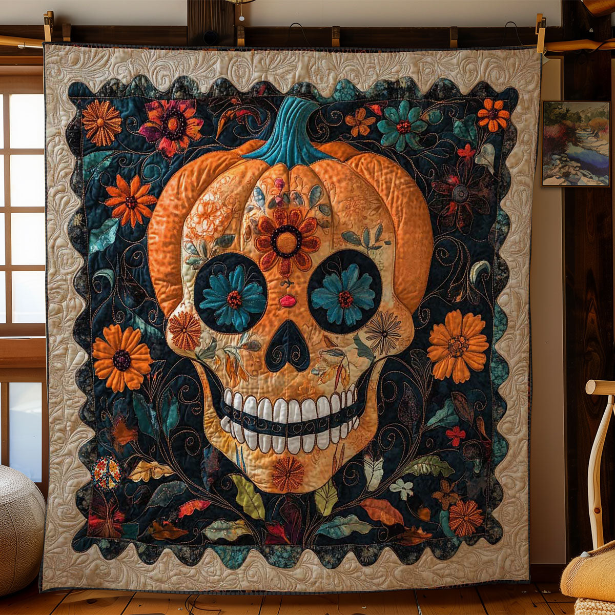 Pumpkin Skull WN2311070CL Quilt