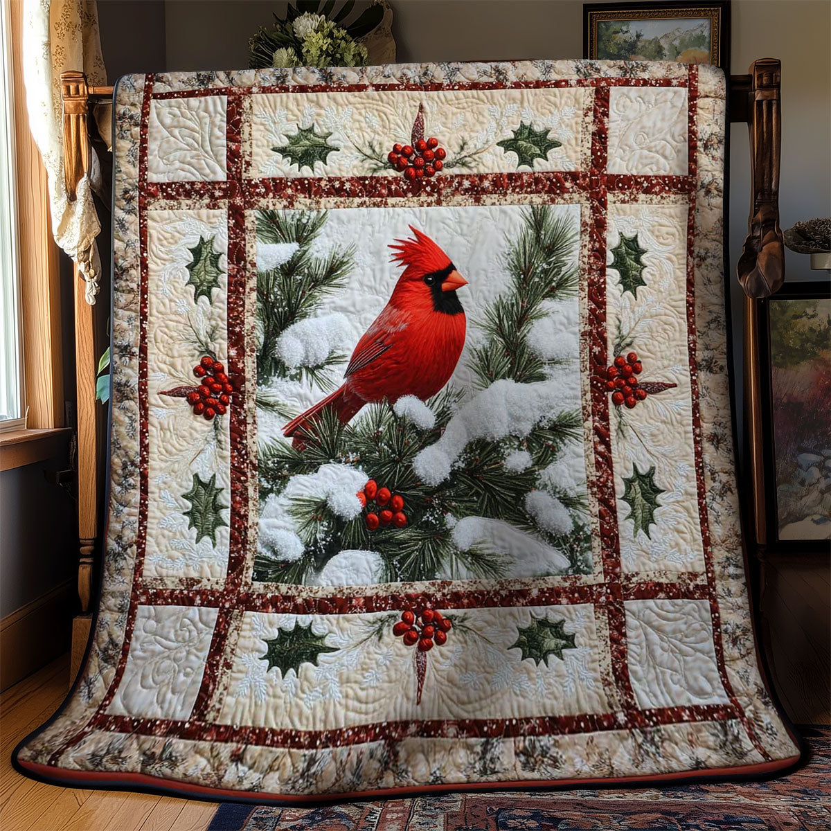 Snowy Cardinal WN2002040CL Quilt