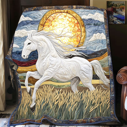 Serene White Horse WP2003048CL Quilt