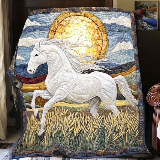Serene White Horse WP2003048CL Quilt