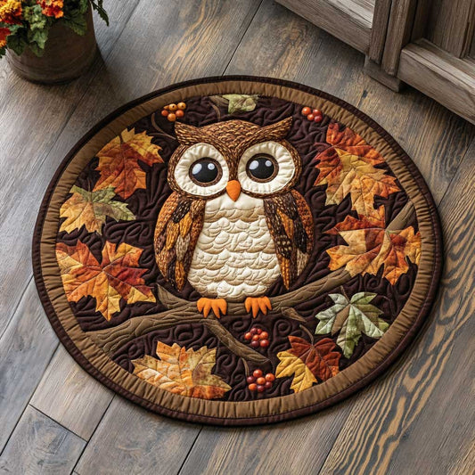 Autumn Owl CQ1505020CL Quilted Round Mat