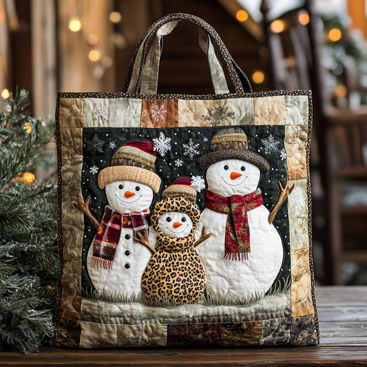 Rustic Family Snowman WN1411110CL Quilted Tote Bag