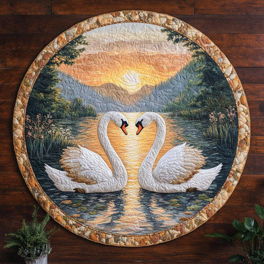 Swan Couple CM1905028CL Quilted Round Mat