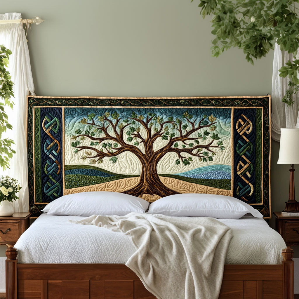 Ancient Tree of Life KL2212026CL Quilted Headboard Slipcover