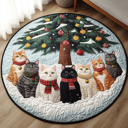 Cozy Cat Christmas LT2211011CL Quilted Round Mat