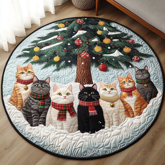 Cozy Cat Christmas LT2211011CL Quilted Round Mat