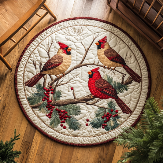 Cardinal And Red Berry XR1803010CL Quilted Round Mat