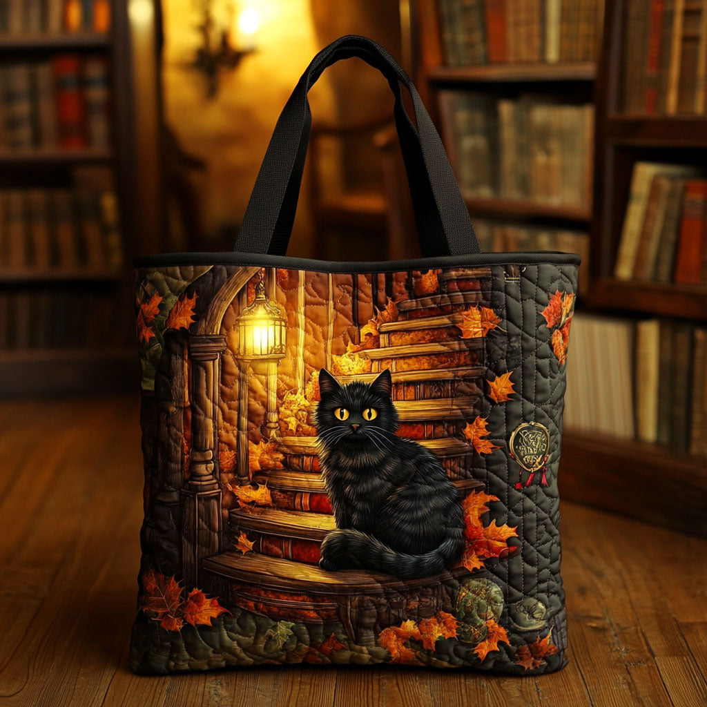 Cat Mystic Library CW0310004CL Quilted Tote Bag