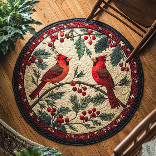 Cardinal Lovers XR1803013CL Quilted Round Mat