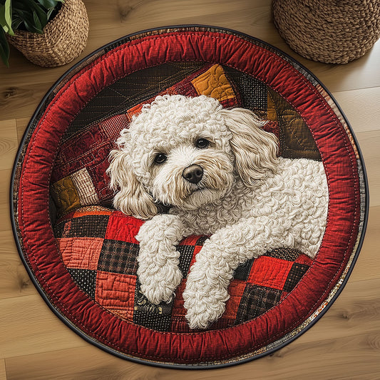 Autumn Bichon Frise WN0907001CL Quilted Round Mat