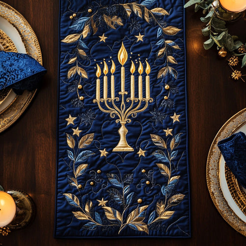 Eternal Hanukkah Light WN1407005CL Quilted Table Runner