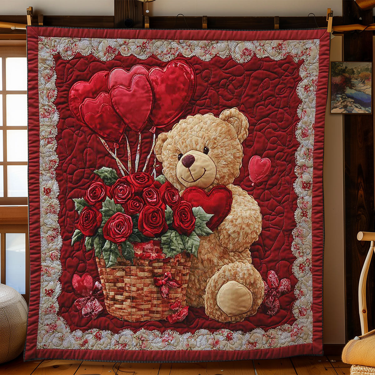 Bear With Roses WN0801020CL Quilt