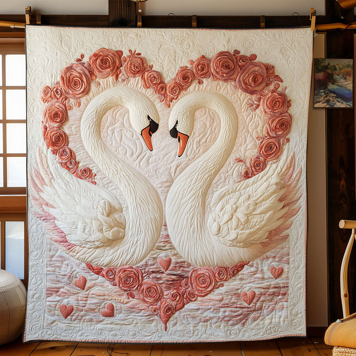 Swan In Love WJ1601023CL Quilt