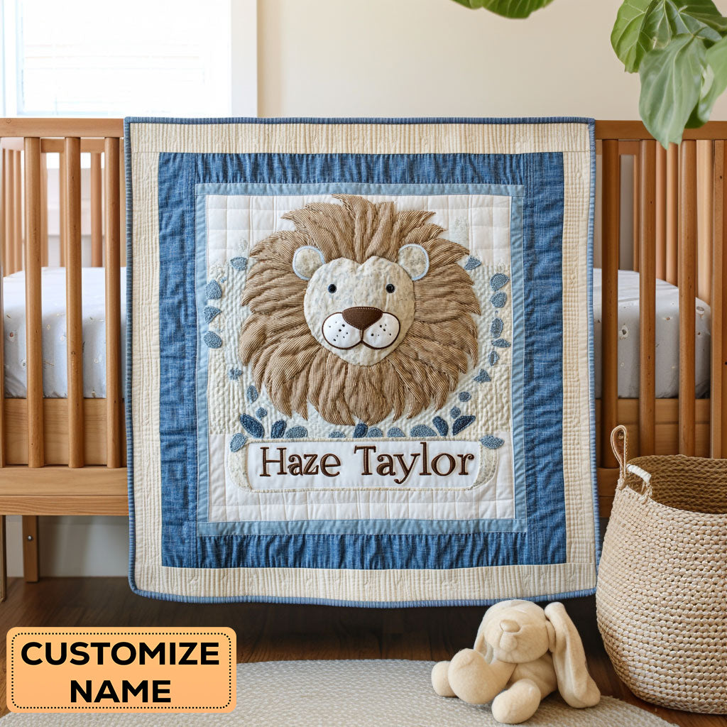 Lion's First Steps WN2407044CL Personalized Baby Quilt