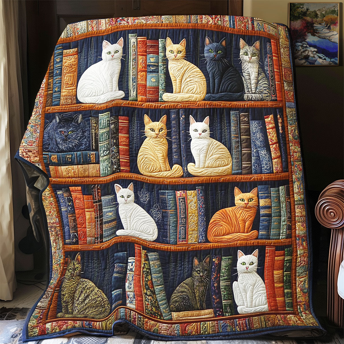 Cat Bookshelf WX0805010CL Quilt