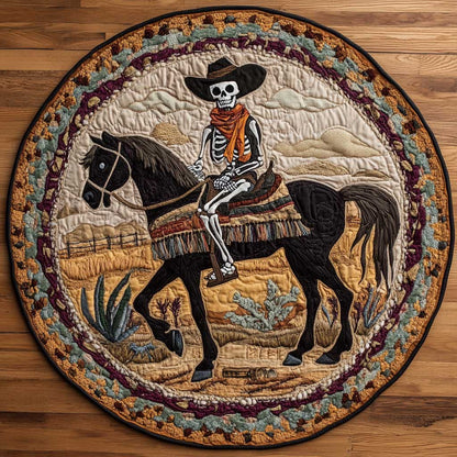 Ghostly Skeleton Cowboy WN1205052CL Quilted Round Mat