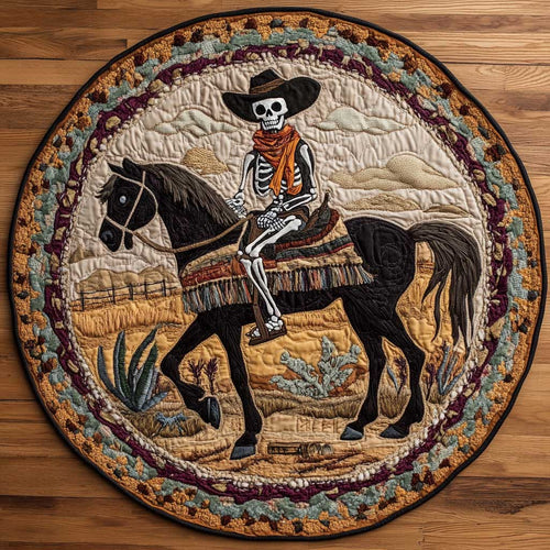 Ghostly Skeleton Cowboy WN1205052CL Quilted Round Mat
