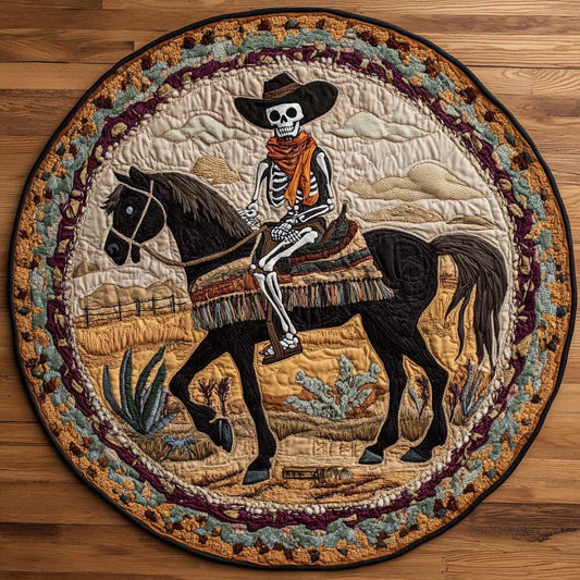 Ghostly Skeleton Cowboy WN1205052CL Quilted Round Mat