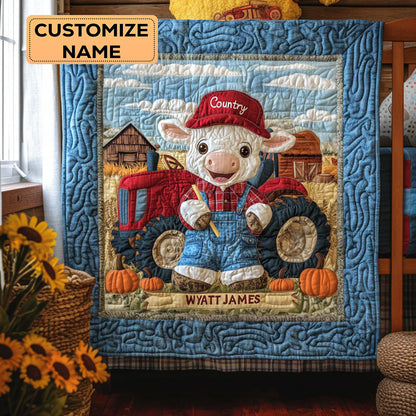 Little Farmer Moo WY3007040CL Personalized Baby Quilt