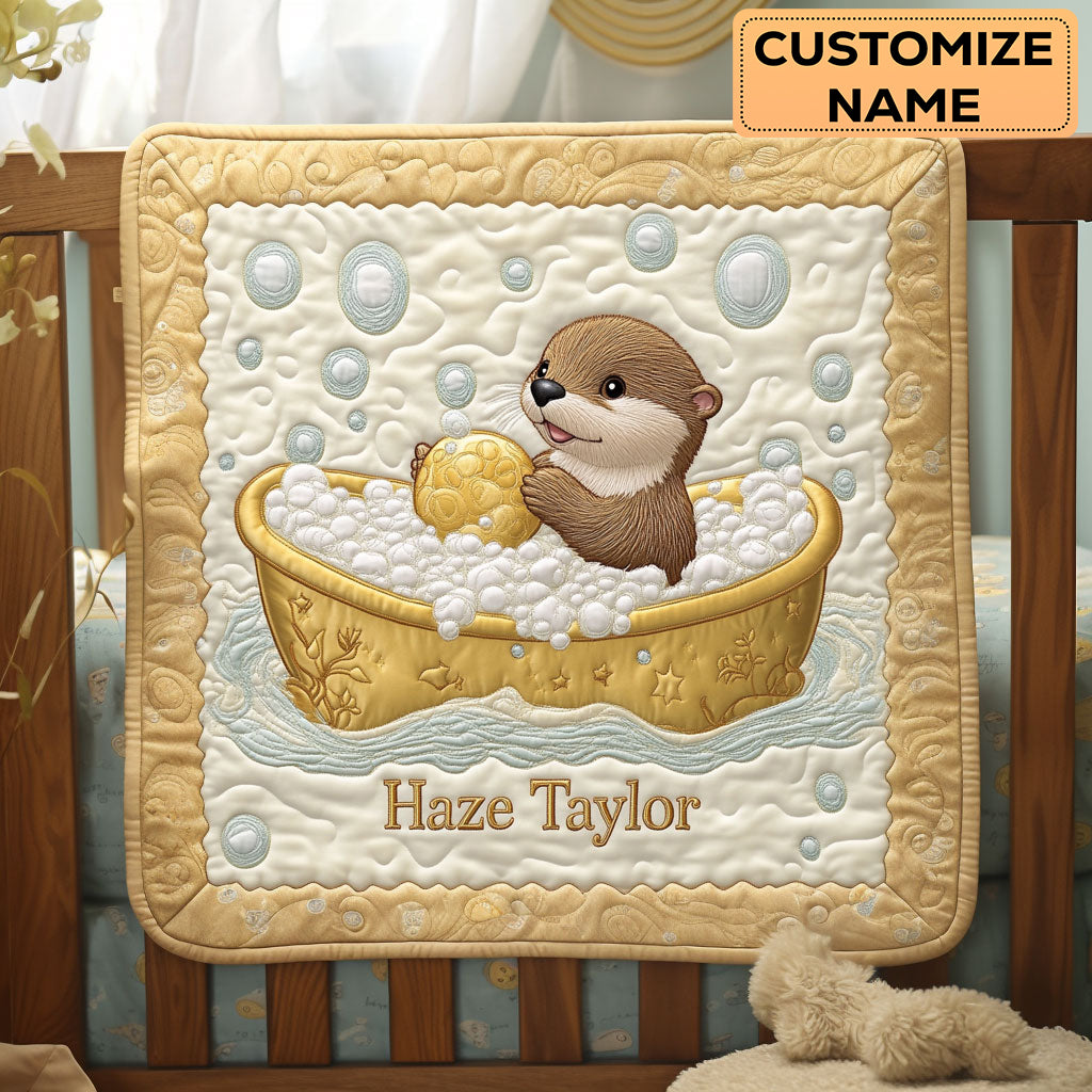 Playful Otter WN2507062CL Personalized Baby Quilt