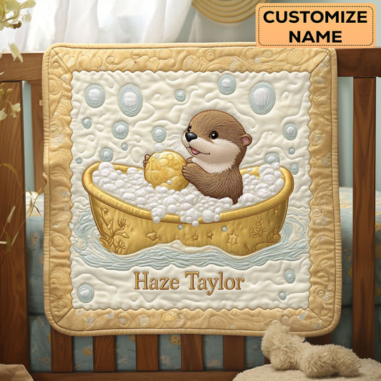 Playful Otter WN2507062CL Personalized Baby Quilt