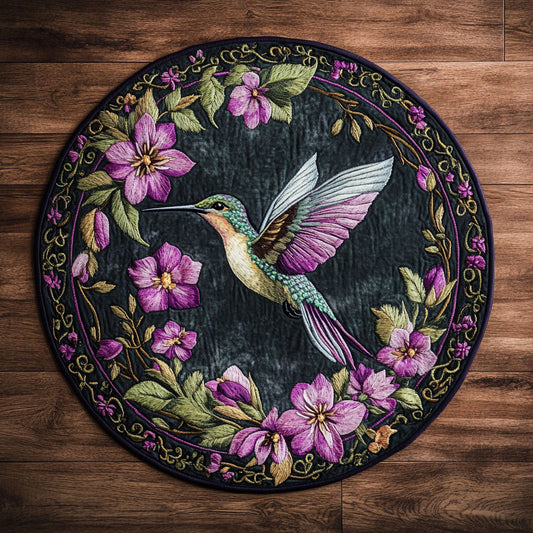 Golden Hummingbird Glow WN1706042CL Quilted Round Mat