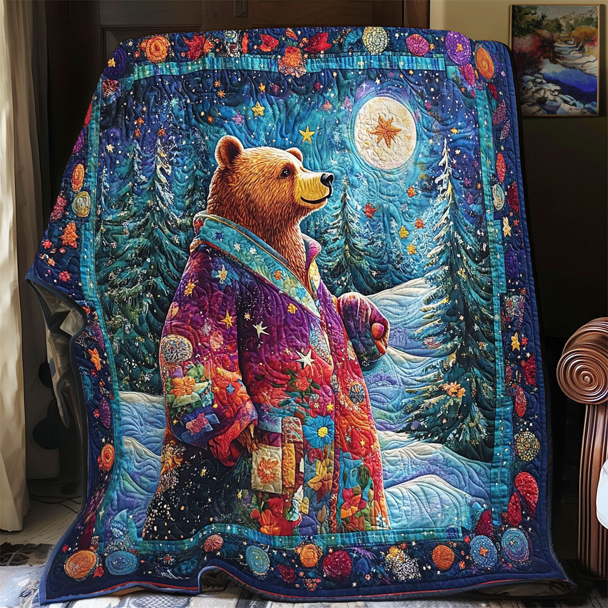 Night Forest Of Bear WY1701052CL Quilt