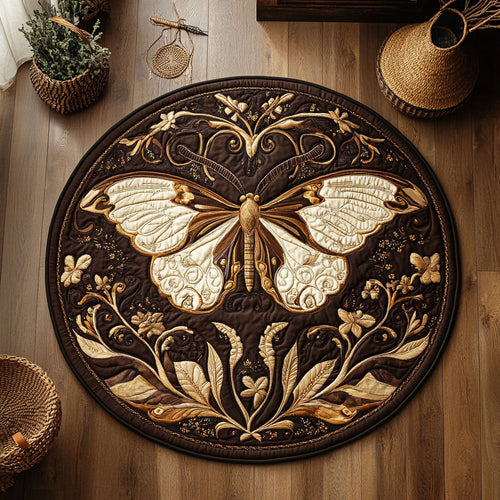 Vintage Butterfly Bloom WY0107051CL Quilted Round Mat